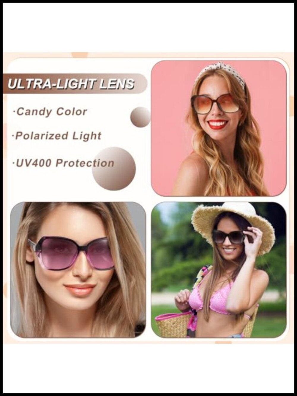 Women's Oversized Sunglasses UV400 Protection Gradient Lens, Lightweight - Picture 4 of 6